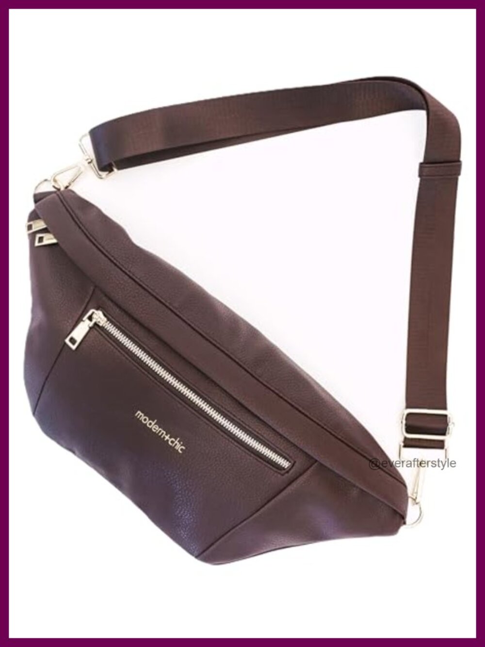 Vegan Leather Crossbody Sling Bag Adjustable Strap Zip Everyday Travel Purse
